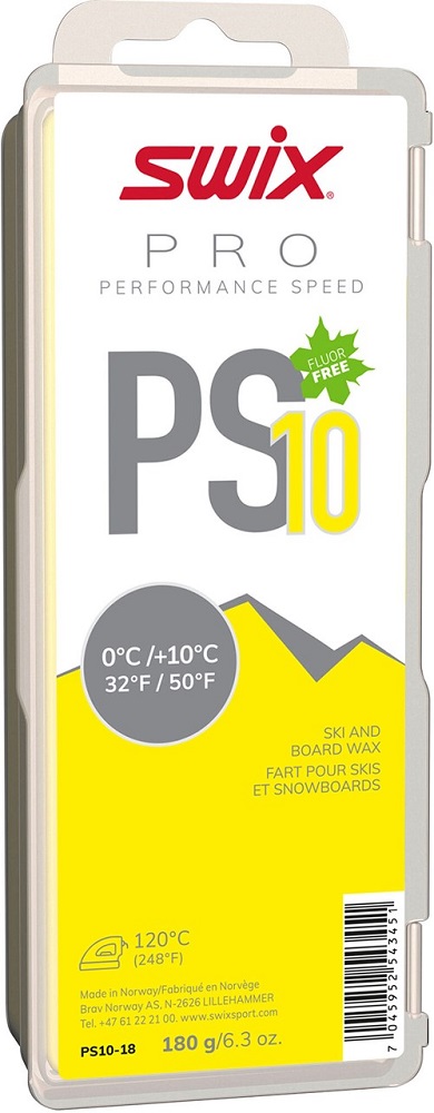 Мазь скольжения SWIX PS10 Yellow, 0°C/+10°C